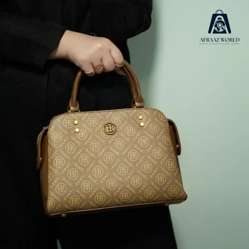 Luxury Monogram Brown Handbag with Golden Accents – Afraaz World