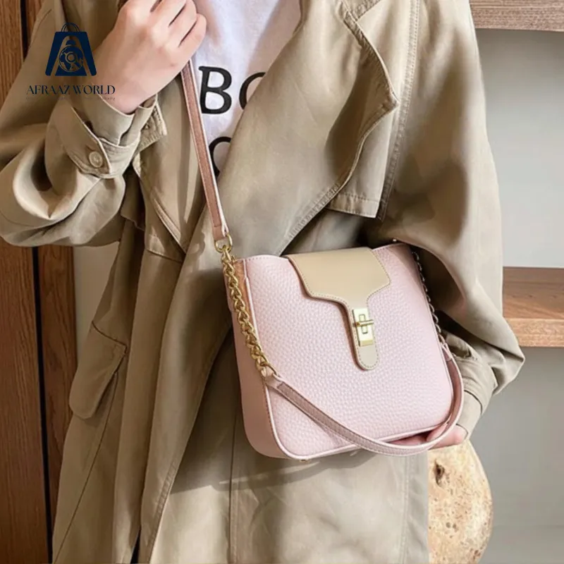 Stylish Pink-Beige Shoulder Bag Set for Women | 2-in-1 Luxury Handbag by Afraaz World
