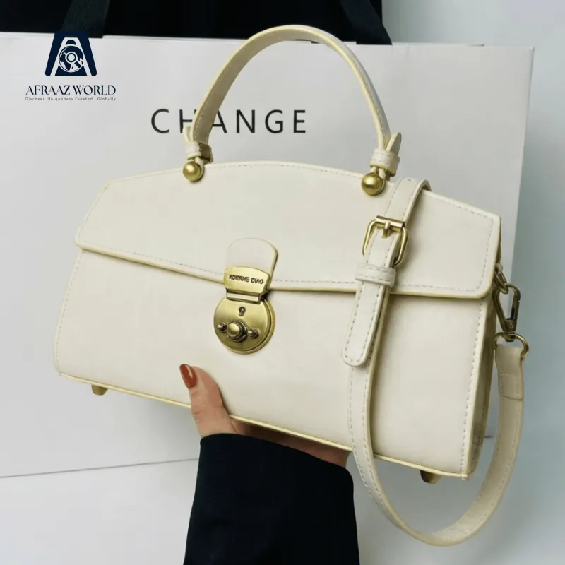 Classic Royal Ivory Leather Style Handbag