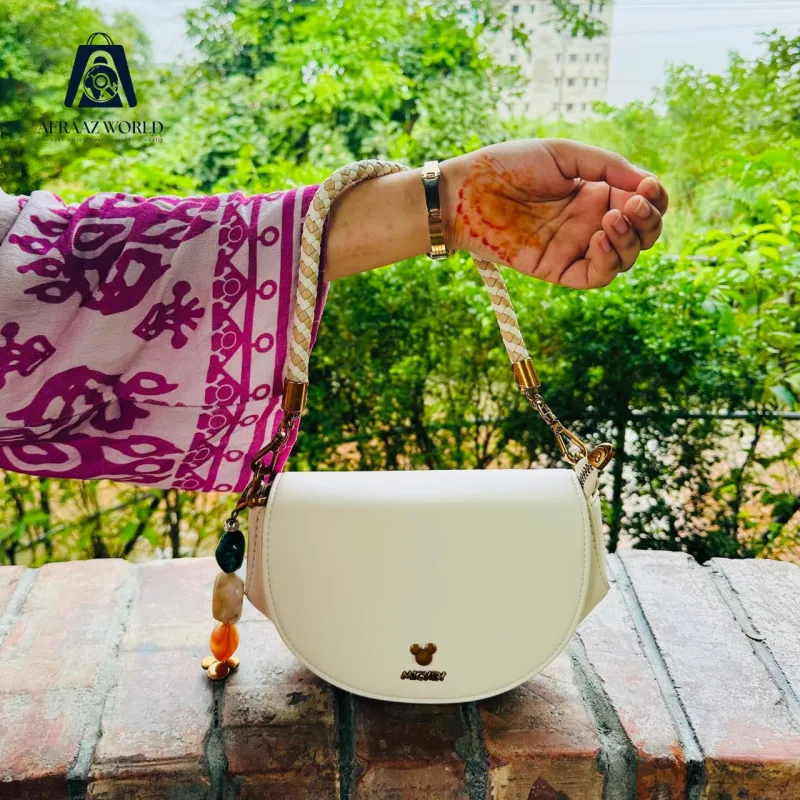 Luxury White Mickey Leather Mini Crossbody Bag – Afraaz World