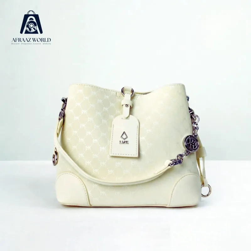Ivory Luxe Monogram Shoulder Bag
