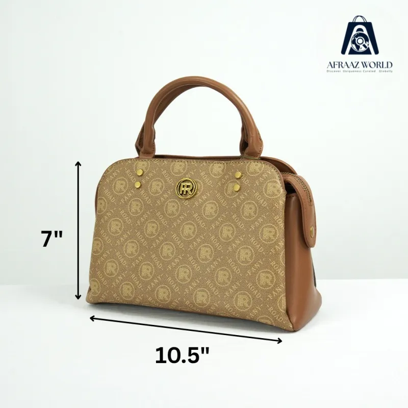 Luxury Monogram Brown Handbag with Golden Accents – Afraaz World