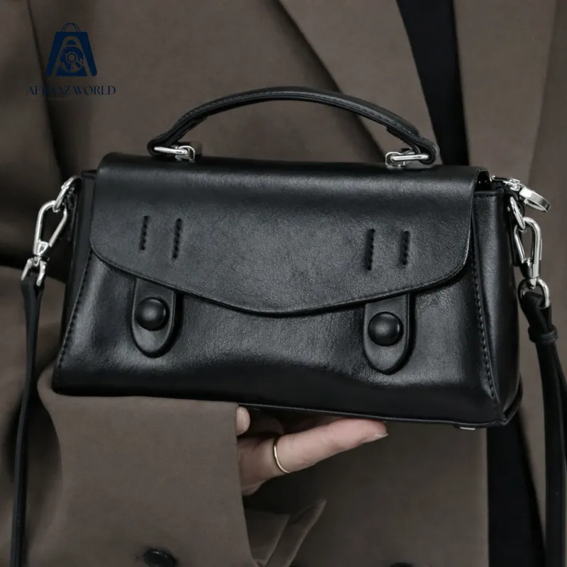 Premium Black Leatherette Crossbody Bag for Women