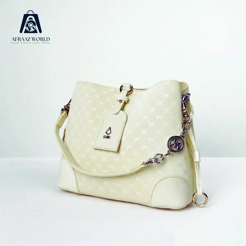 Ivory Luxe Monogram Shoulder Bag