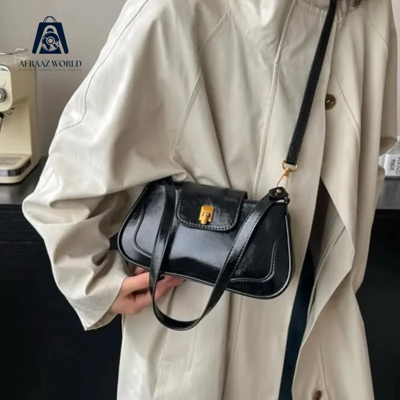 Luxury Chocolate Brown Shoulder Bag for Women | Gold Chain Leather Purse by Afraaz World